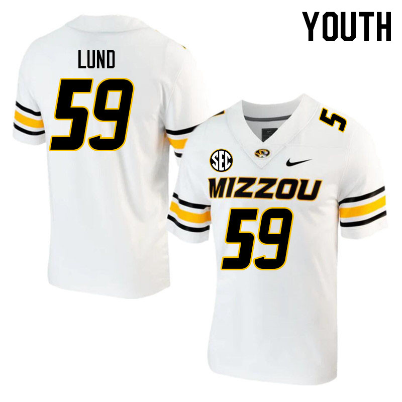 Youth #59 Nathan Lund Missouri Tigers College 2023 Football Stitched Jerseys Sale-White